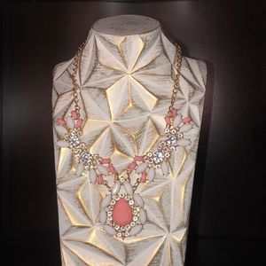 Peach, white and rhinestone necklace